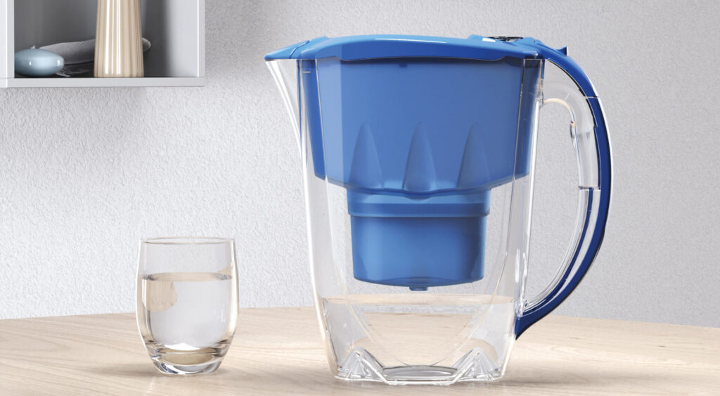 Elegant tabletop filter carafe for pure water at home.