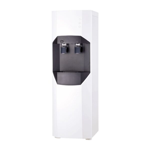 An O'RO Pro 100 filtering water cooler: It filters the water in your premises and allows glasses, flasks and cups to be filled with its Aqualen filtration technology.